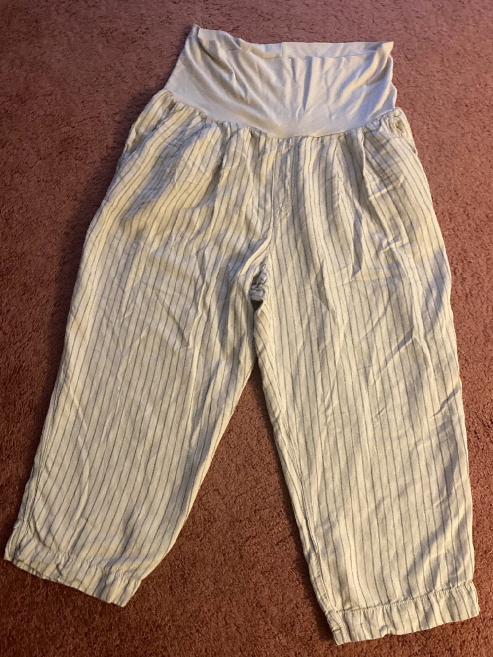 Anthropologie Hei Hei Eventide Linen Blend Cropped Pants Trousers Size Large
